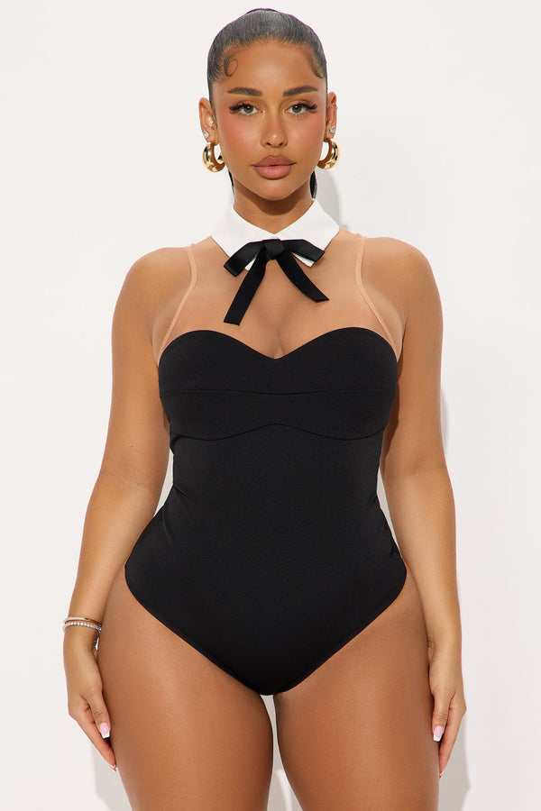 Akasha Collared Bodysuit - Black/combo