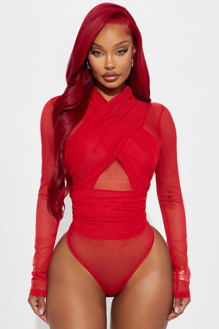 Serena Mesh Bodysuit - Red