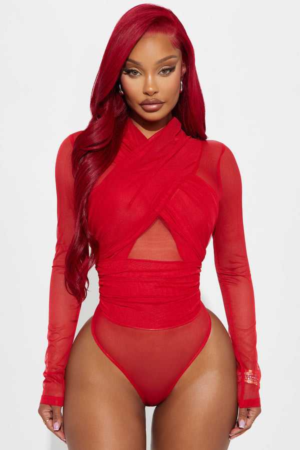 Serena Mesh Bodysuit - Red