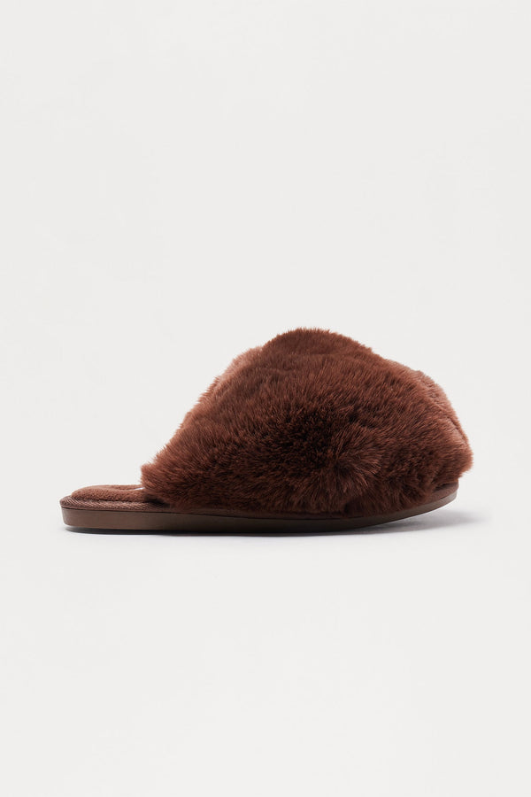 Buzz Faux Fur Slippers - Brown