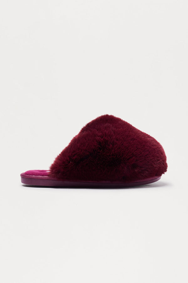 Buzz Faux Fur Slippers - Wine