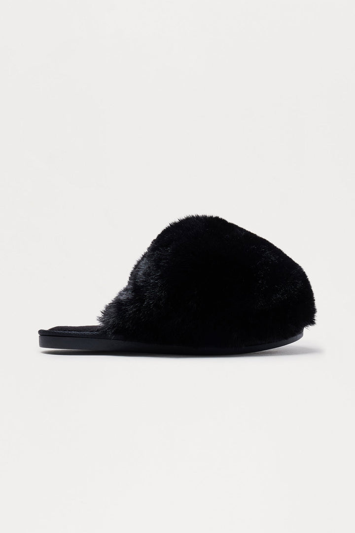 Buzz Faux Fur Slippers - Black
