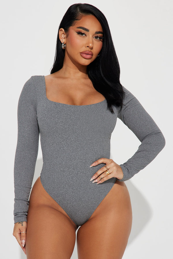 Irina Double Lined Bodysuit - Heather Grey