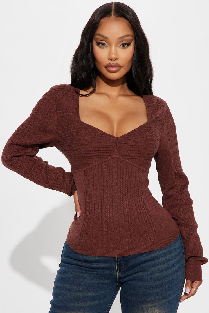 Chrissy Cable Knit Sweater - Chocolate