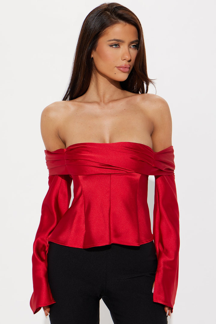 Date Night Ready Off Shoulder Top - Red