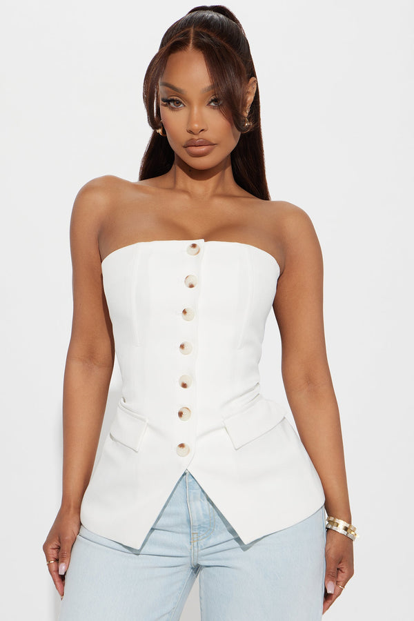 Think Again Strapless Vest Top - White