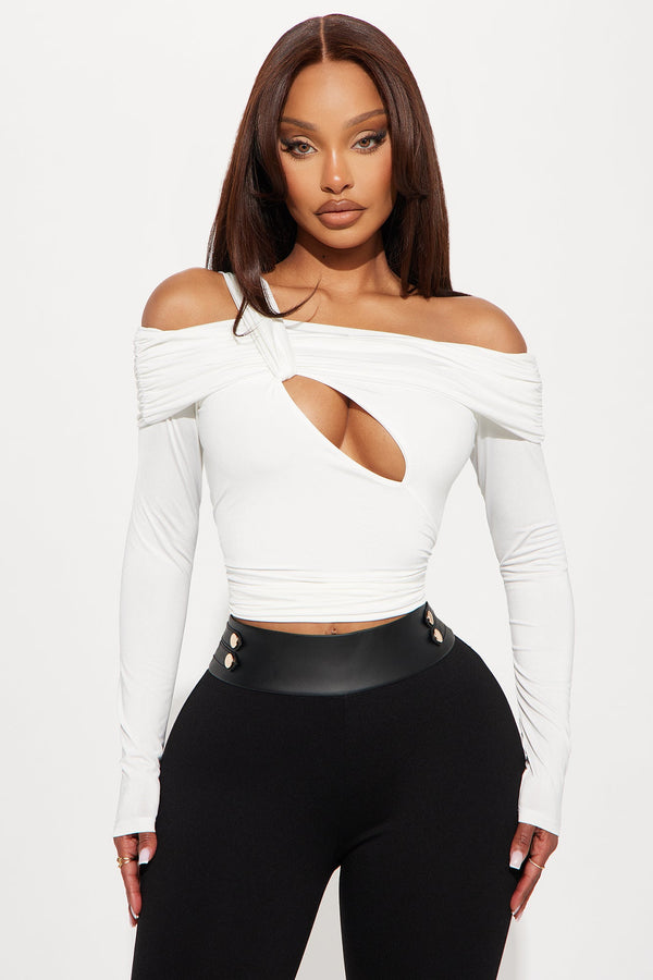 Flirt With You Off Shoulder Top - White