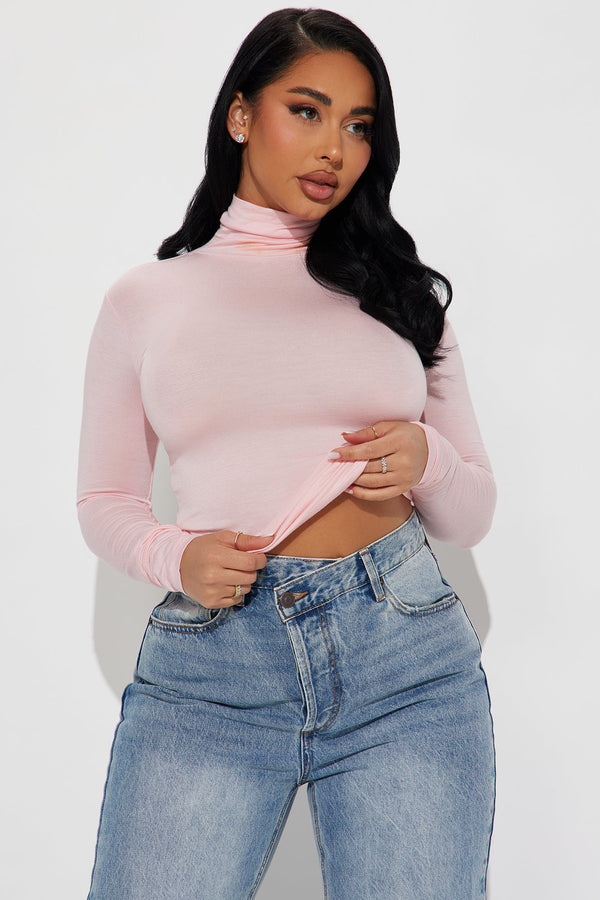 Pamela Turtle Neck Long Sleeve Top - Pink