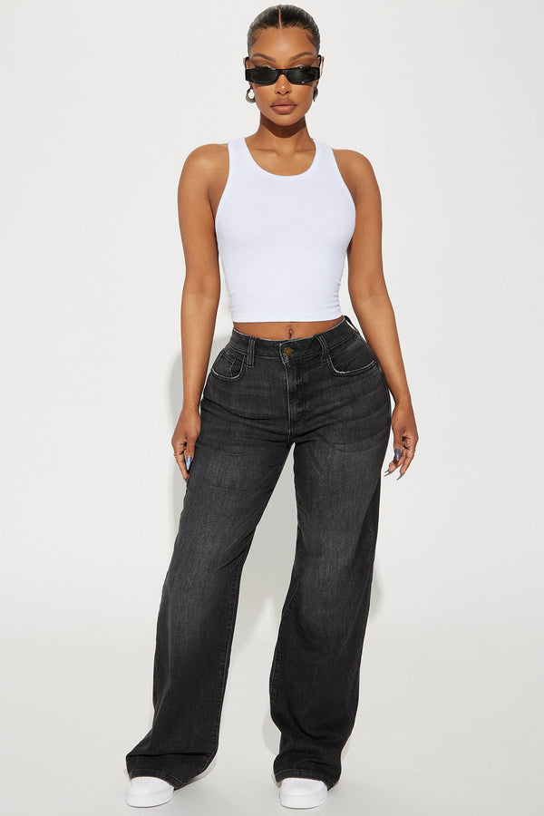 Bellissima Basic Stretch Straight Leg Jeans - Black Wash