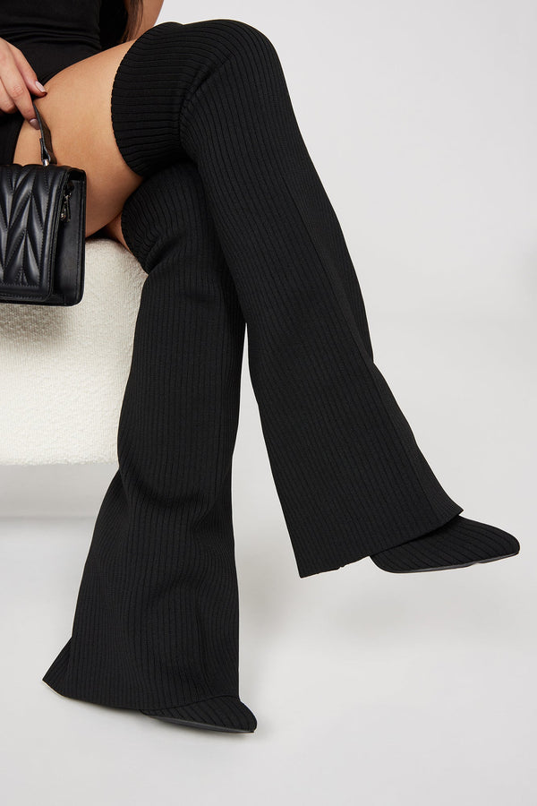 Out Of Sight Over The Knee Boots - Black