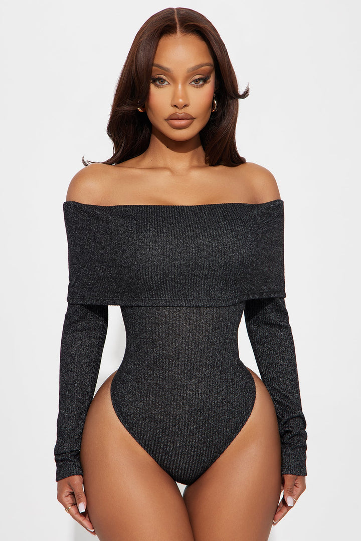Samantha Sweater Bodysuit - Black