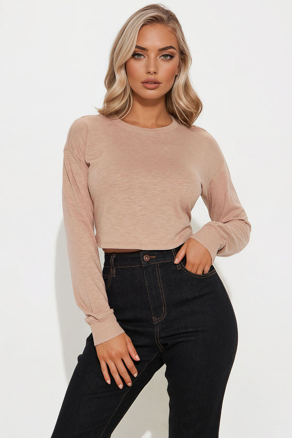 Anna Long Sleeve Top - Taupe