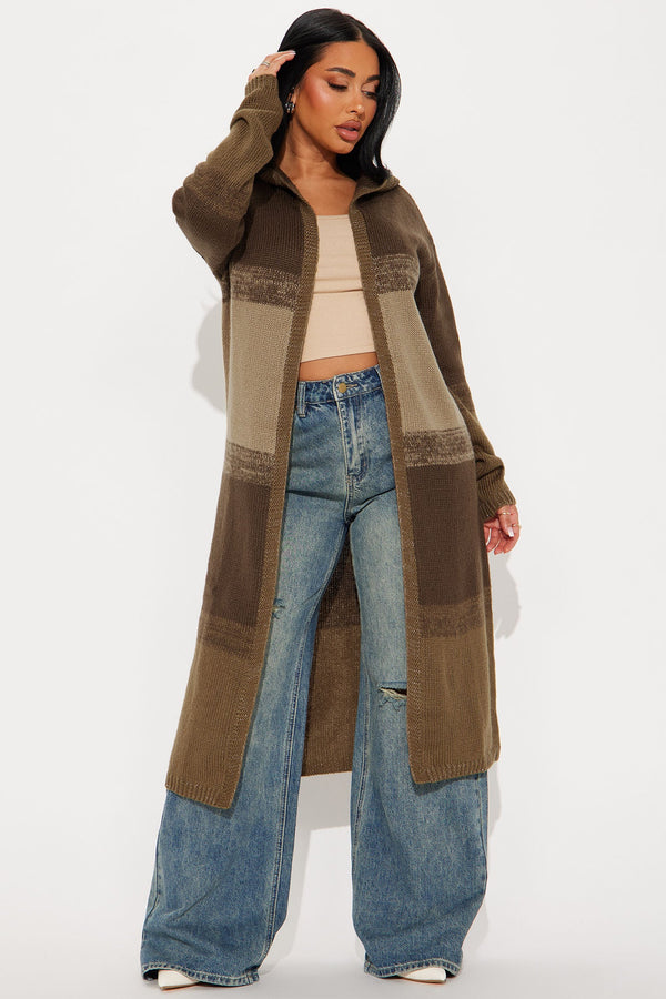 Malibu Ombre Long Cardigan - Brown/combo