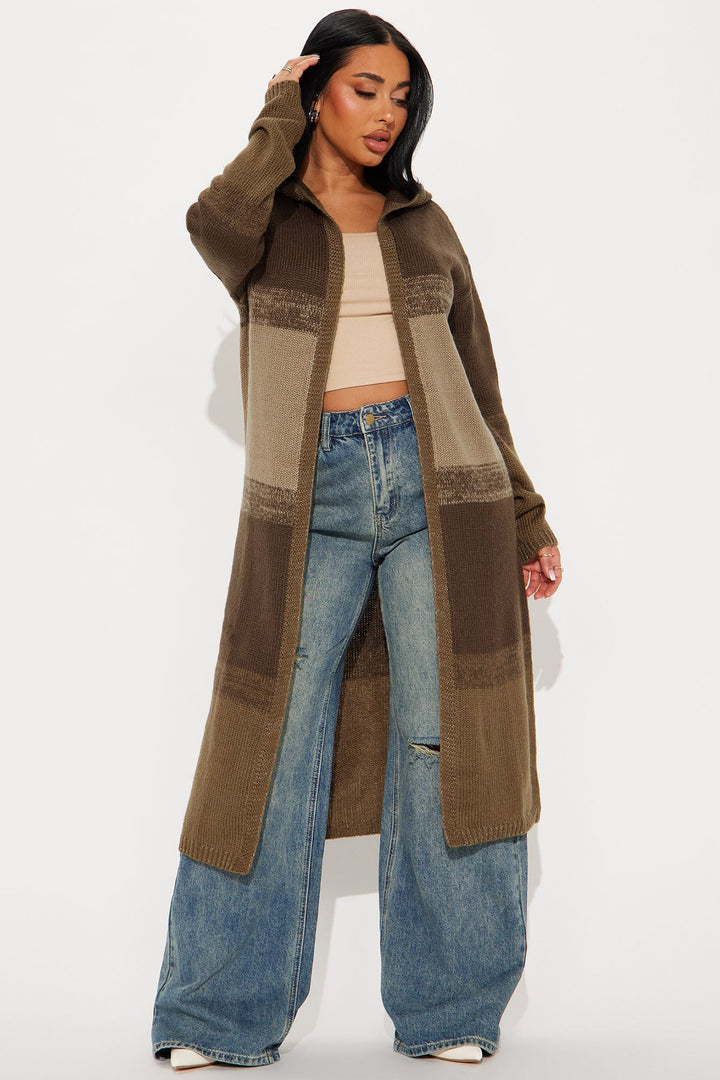 Malibu Ombre Long Cardigan - Brown/combo