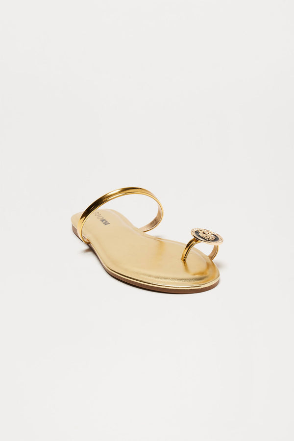 Nikola Hardware Flat Sandals - Gold
