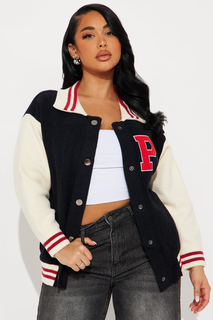Peyton Varsity Sweater - Black/combo