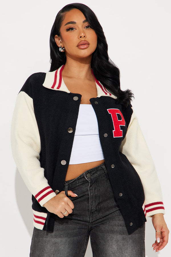 Peyton Varsity Sweater - Black/combo