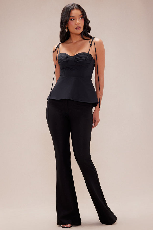 Alison Poplin Top - Black