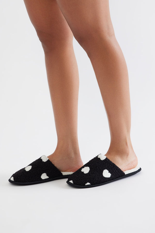 Heart To Heart Slippers - Black