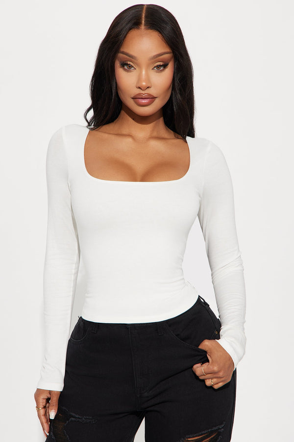 Adriana Double Lined Long Sleeve Top - White