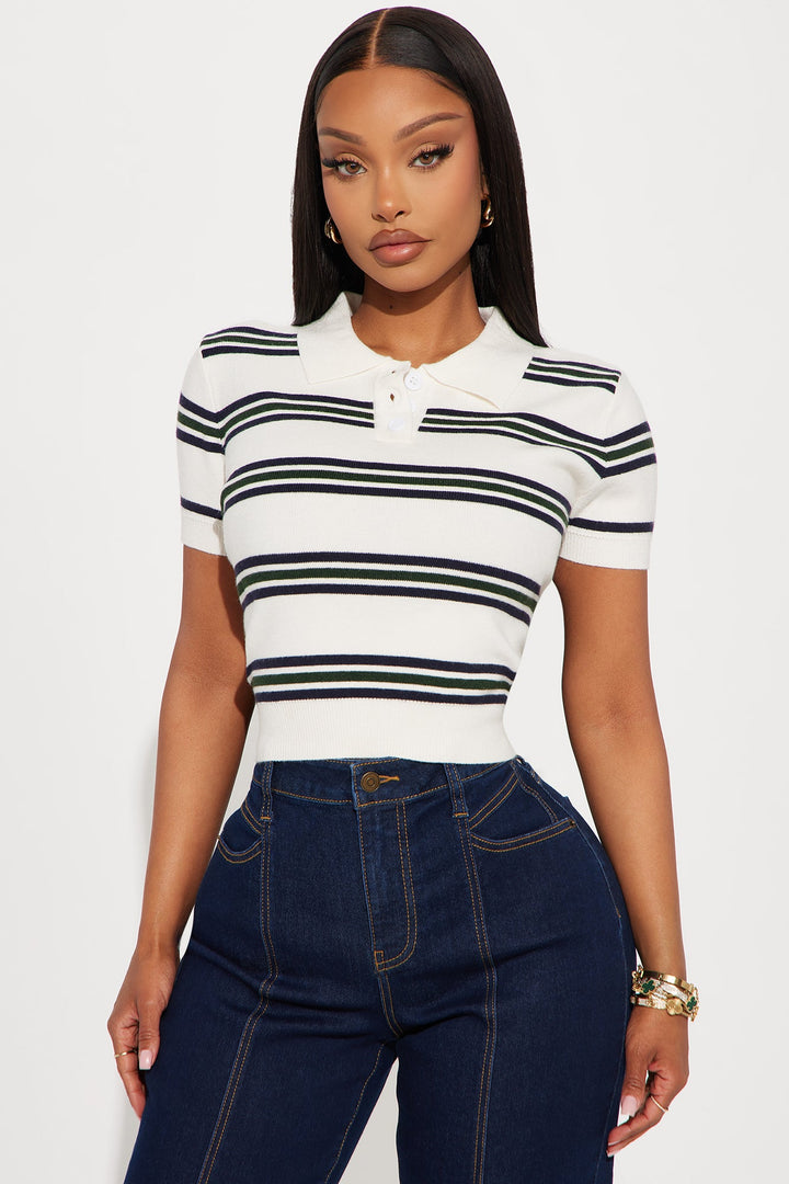 Bianca Striped Sweater Shirt - Navy/combo