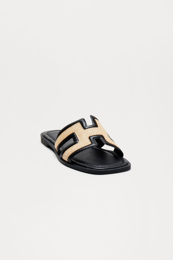 Ula Raffia Sandals - Black