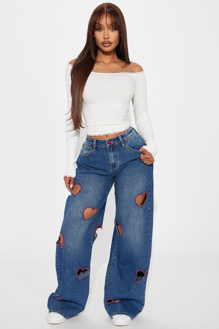 Take My Heart Wide Leg Jeans - Medium Wash