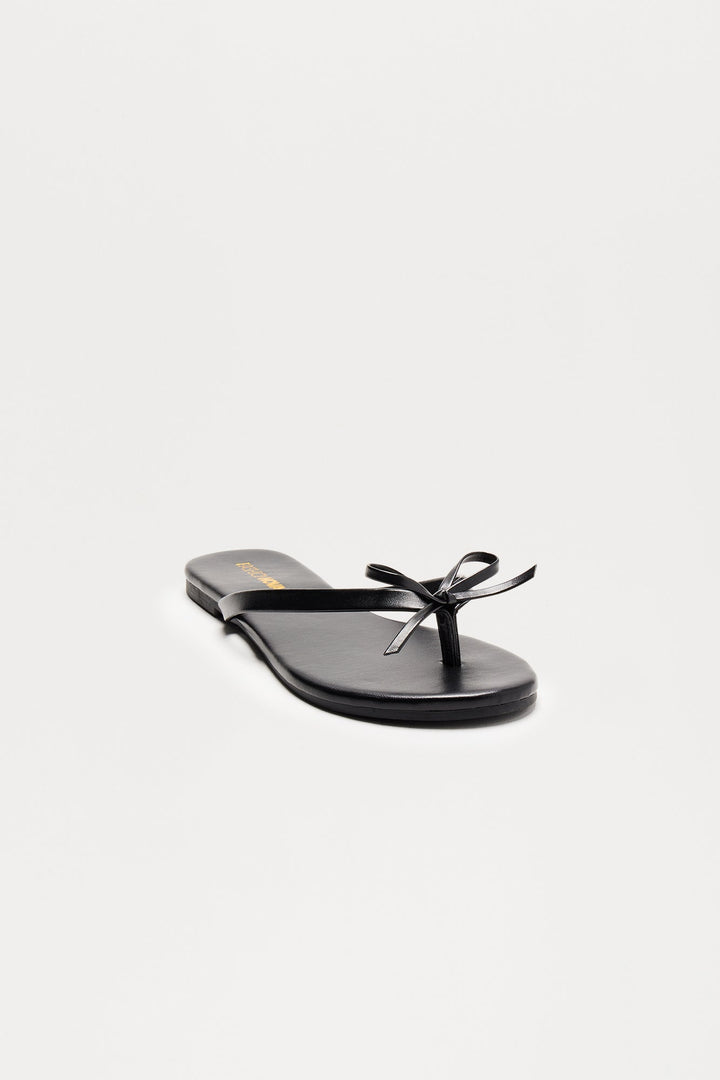 Coral Bow Flip Flops - Black