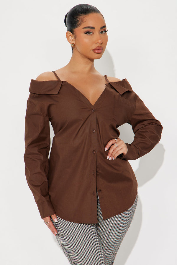 Rihanna Poplin Shirt - Chocolate