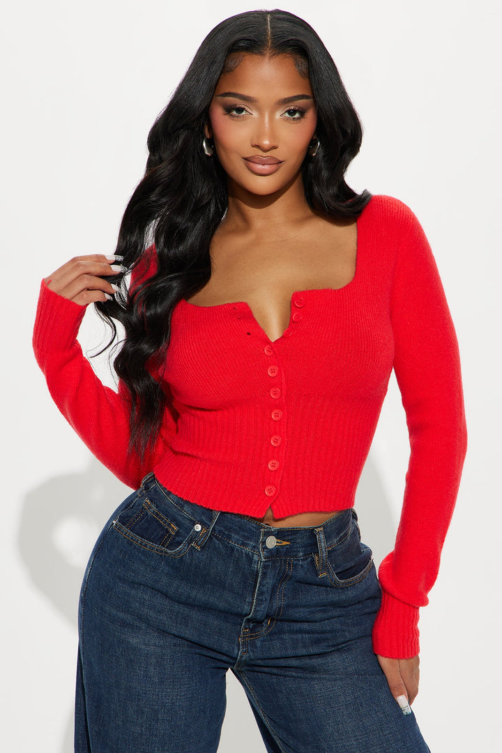 Won't Forget Me Cardigan - Red