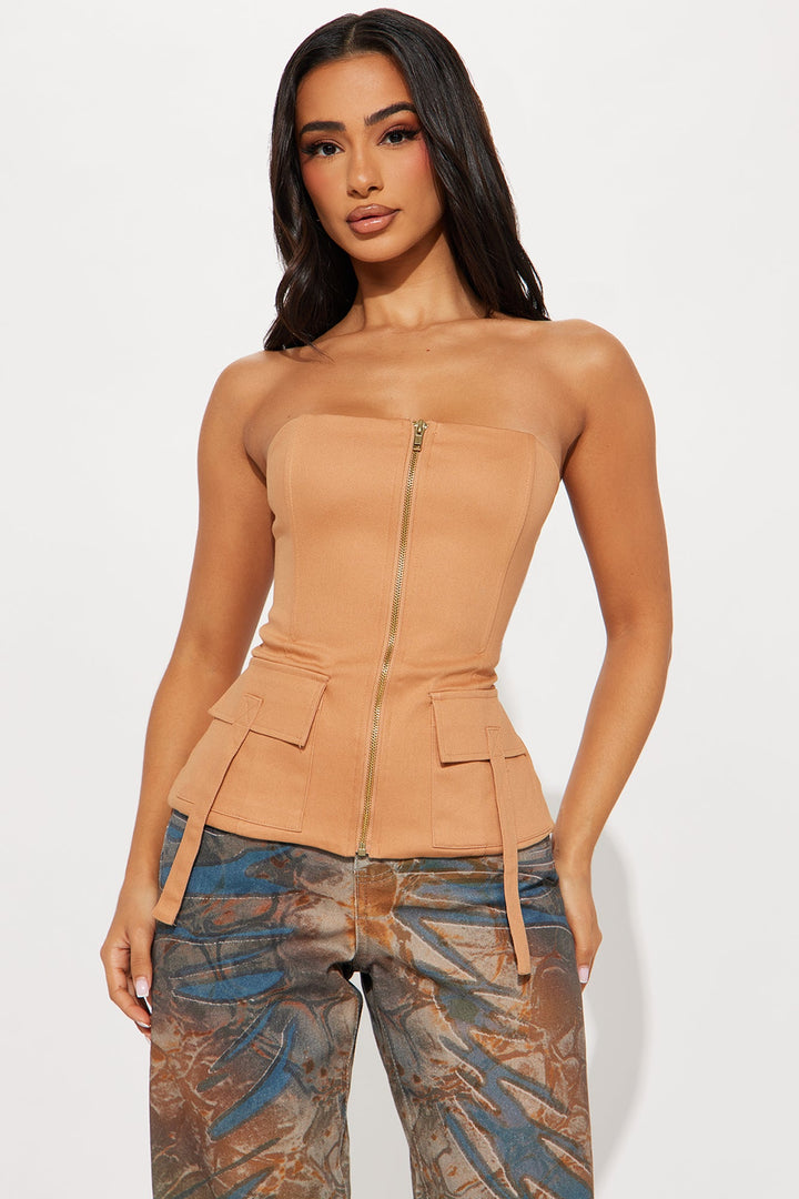 Utilize My Style Cargo Top - Mocha