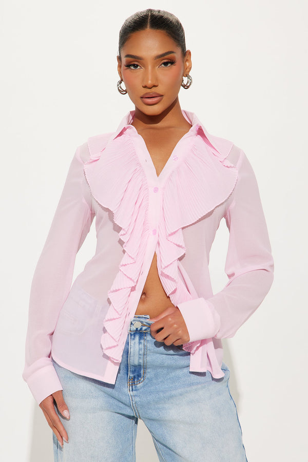 Sleek Look Ruffle Shirt - Pink