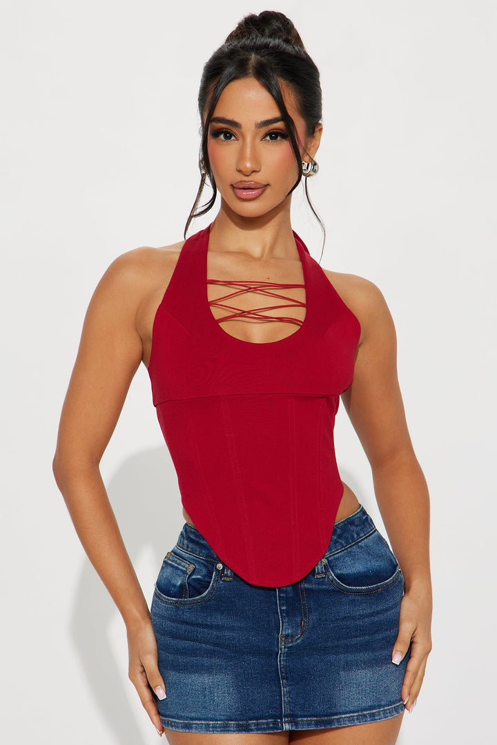 Breaking Rules Lace Up Corset - Red