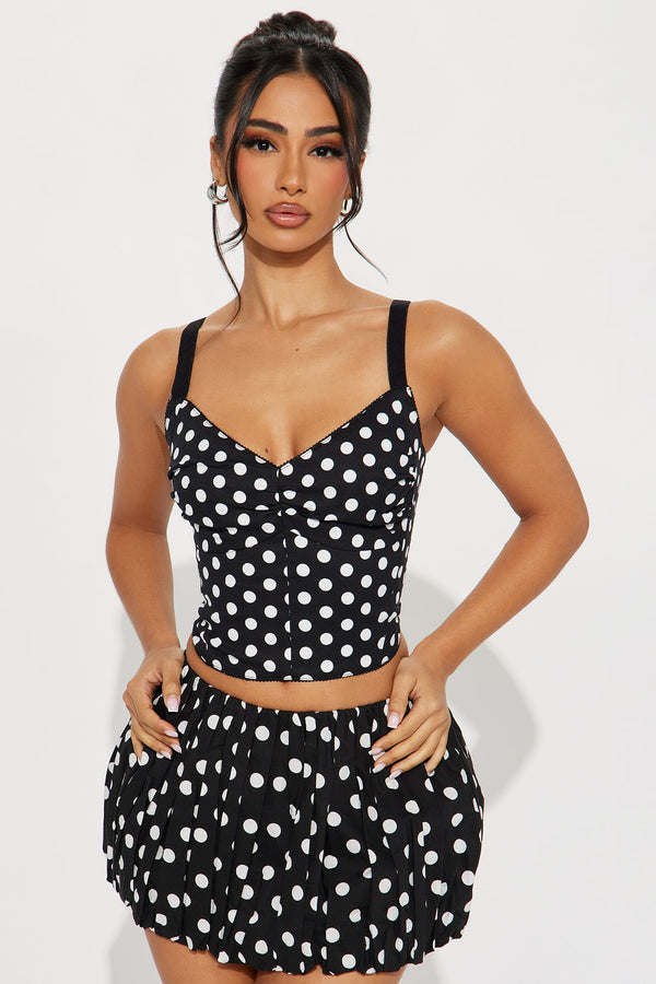 Polka Play Corset Top - Black/White