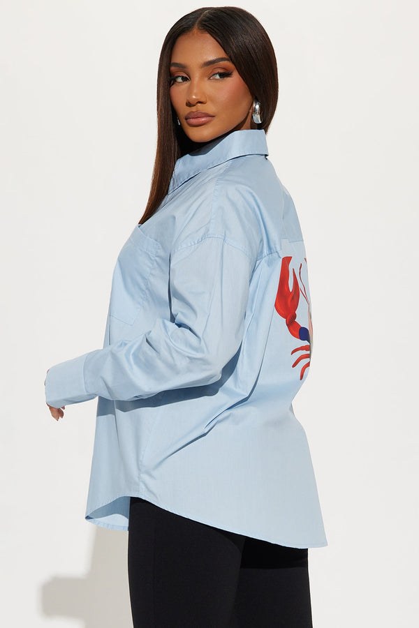 Seaside Lobster Poplin Shirt - Blue