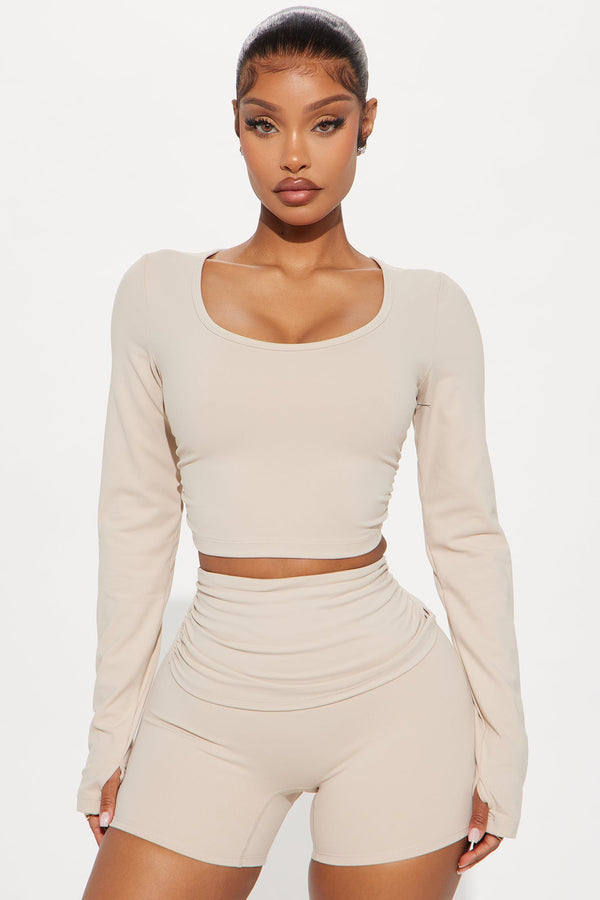 Glow Super Soft Active Top - Light Taupe