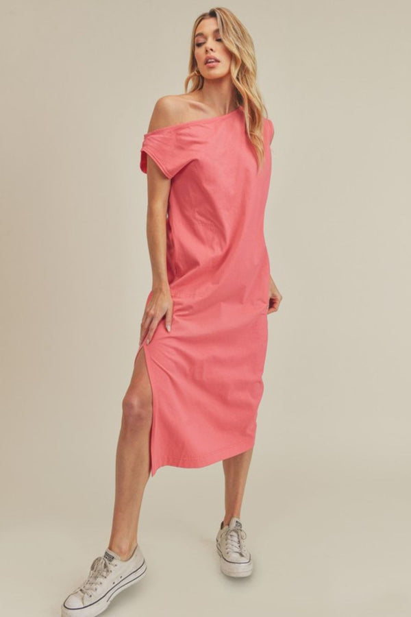 Aemi + Co Side Slit Round Neck Sleeveless Midi Dress