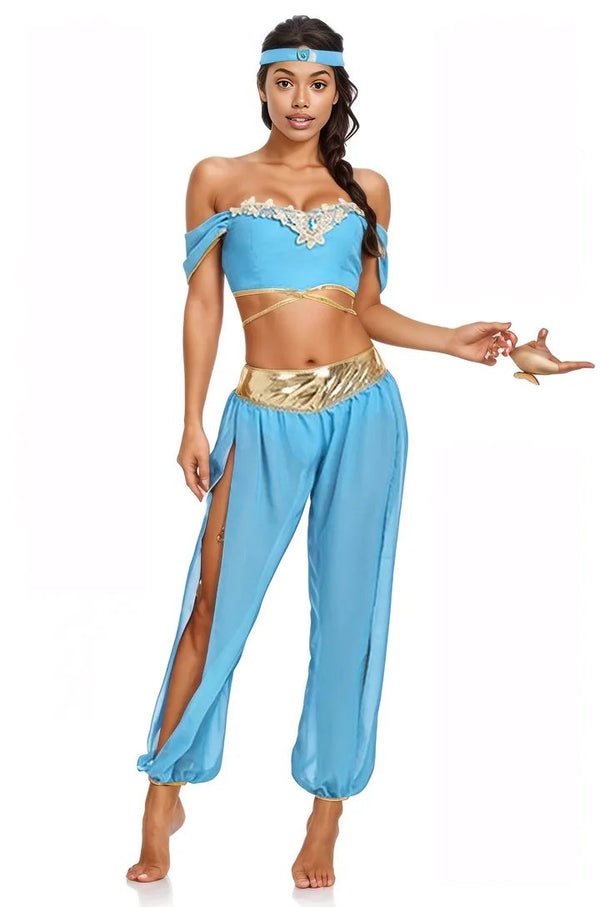 Blue Gold Sequin Gem 4 Pc Princess Jas Costume