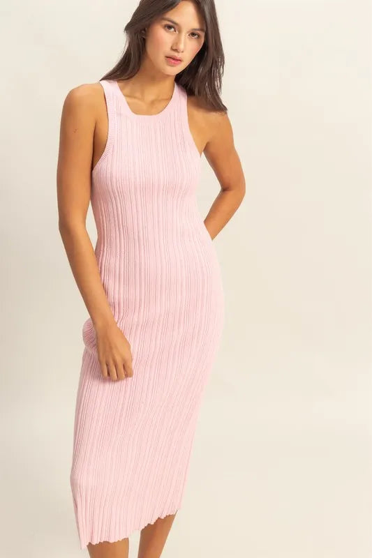 HYFVE Round Neck Bodycon Ribbed Knit Dress
