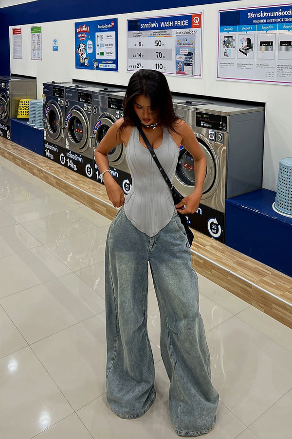 Runway Walk Corset Top - Grey