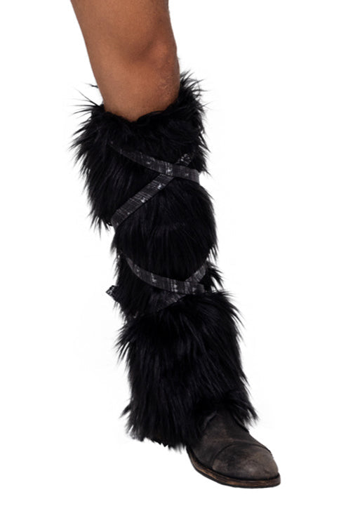 6170 - Pair of Black Faux Fur Leg Warmers