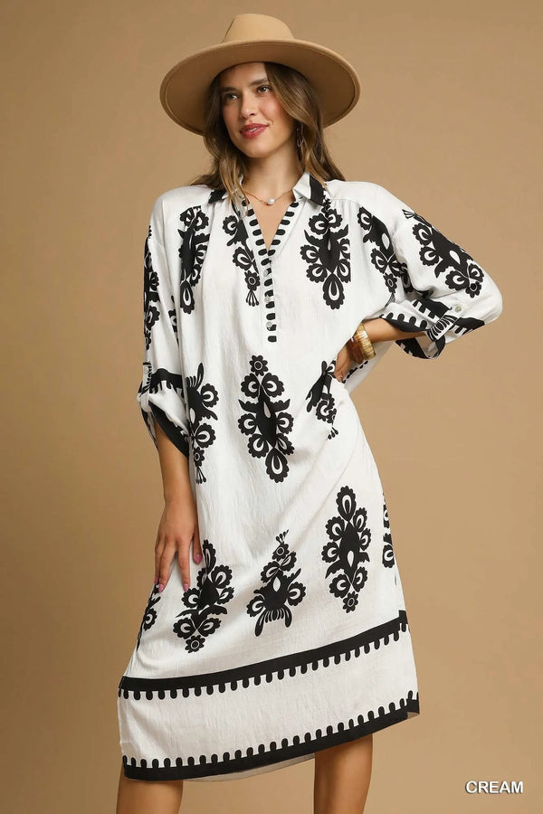 Umgee Abstract Print Midi Dress