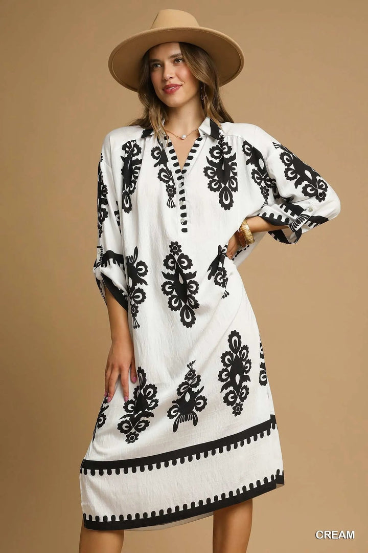 Umgee Abstract Print Midi Dress