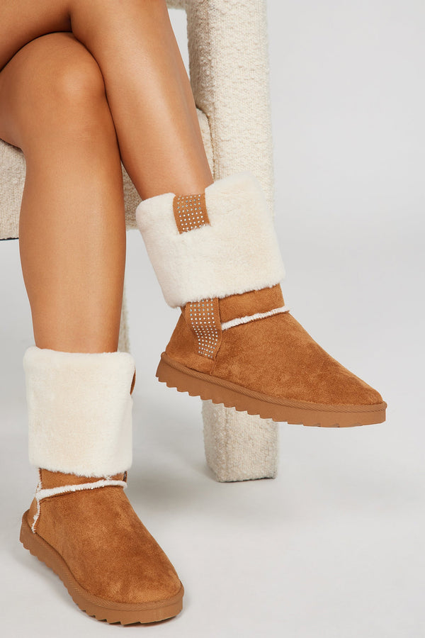 Lets Chill Together Booties - Cognac