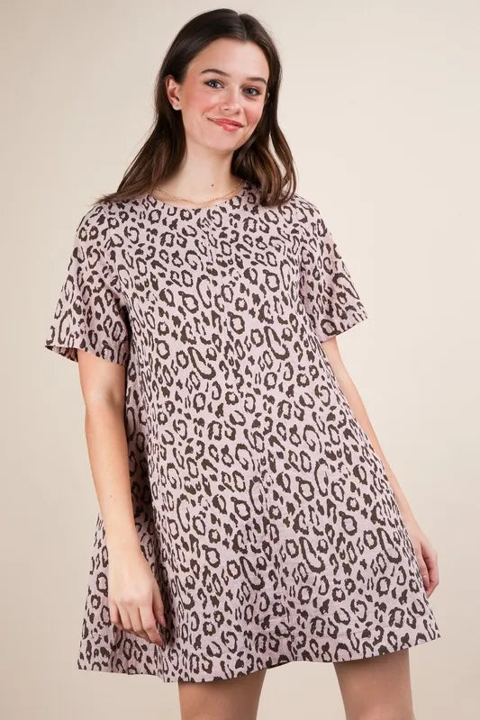 VERY J Leopard Printed Comfy Mini Dress