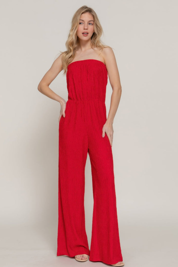Crinkle Knit Tube Jumpsuit