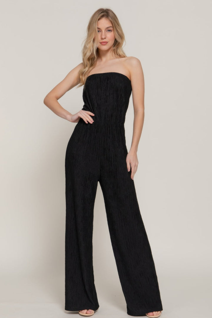 Crinkle Knit Tube Jumpsuit