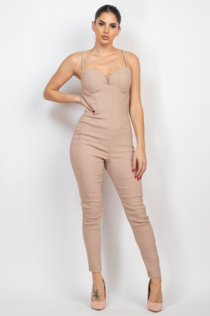 Plaid Sleeveless Zippered Jumpsuit