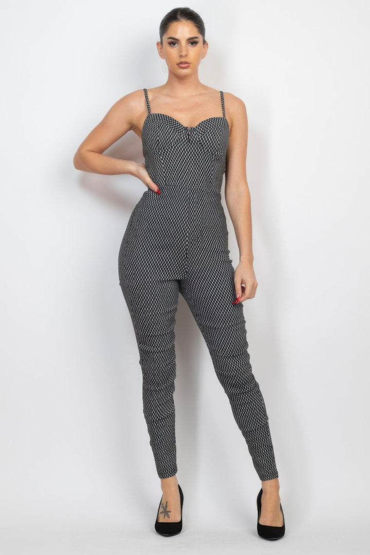Plaid Sleeveless Zippered Jumpsuit