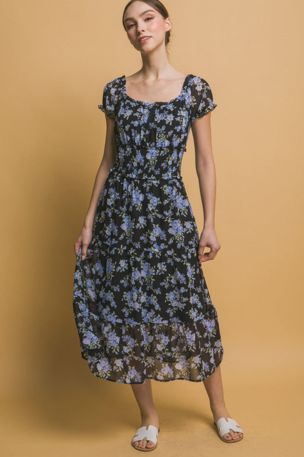 Short Sleeve Floral Maxi Dress